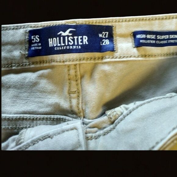 Hollister Med Rise Super Skinny Jeans Cream Stretch Denim Size 5‎ (27) Short - Picture 4 of 7